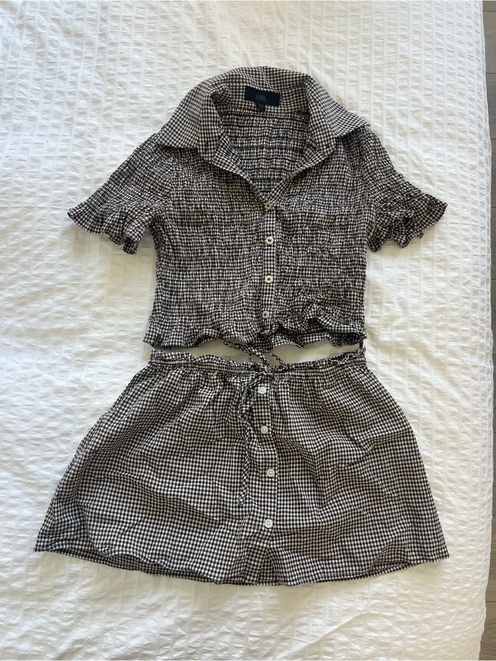 Zara Black and White Gingham Two-Piece Set